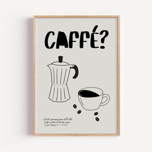 Kaffee Poster Druck | Italien Espresso Kunst | Mokkakanne Wandbild | Geschenk Kaffeeliebhaber | Retro Minimal Küche
