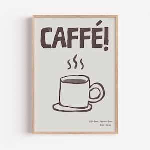 Caffe Poster, Cafe Poster, Retro Coffee Poster, Espresso Print, Coffee Bar Decor, Modern Kitchen Wall Art, Print, Italian Moka Pot, Trendy