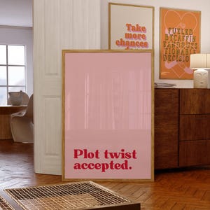 Impresión "Giro argumental aceptado" / Arte mural motivacional rosa y rojo