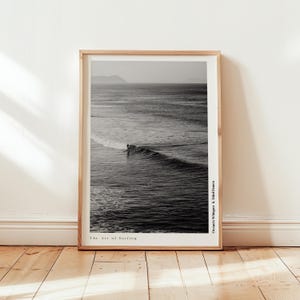 Retro Poster  Black and White Surfing – A nostalgic vibe with timeless waves, perfect for surf lovers and beach enthusiasts.