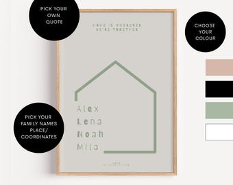 Custom Family House Outline Print | Modern Minimalist Decor