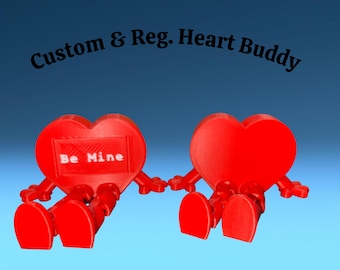 Custom Text Heart Buddy Figurine – 3D Printed Valentine's Gift