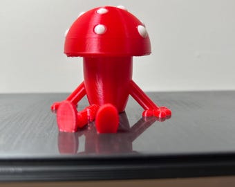 Mushroom Buddy Figurine: 3D Printed Articulated Shelf Sitter