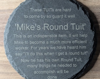 Personalised round tuit coaster