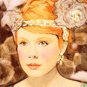 Flower Girl Emerald Green Tiara Edwardian Downton Abbey Fine Art Giclee 12x16 Print Lavinia Squire