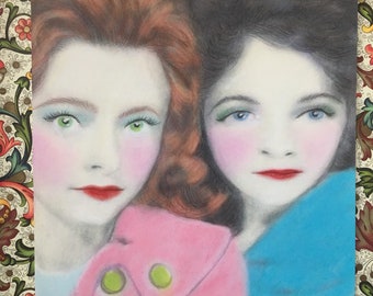 Retro 1950s Photobooth Midcentury Women Pastel Fashion Art