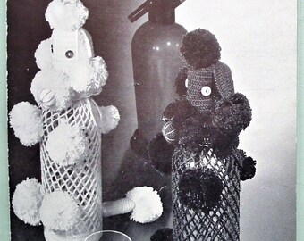 Vintage 1960s Crochet Pattern Coats Party Bottle Covers Poodle Dogs in Cotton 60s original pattern Coats Leaflet 931