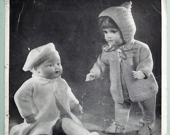 Vintage 1930s Knitting Pattern - Dolls' Woolly Outfits -  Clothes / Layette for 18" Dolls Baby Dolls Bairns-Wear 181 UK 30s original pattern