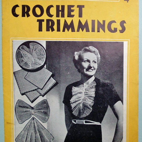 Vintage 30s Crochet Trimmings Patterns Book Women's Lacy Collars Accessories 1930s original patterns Weldon's Practical Needlework 131 UK