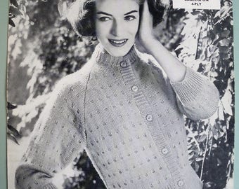 Vintage 1950s Knitting Pattern Women's Cardigan original pattern 50s Jaeger UK No. 3514 retro ladies' knits