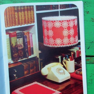 Crochet Lampshades & Accessories Vintage 1970s Crochet Patterns Coats Sewing Group Book 1155 UK 70s Home Decor Lighting Dressing Table Mats