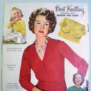 Knitting Patterns Vintage 1950s Best Knitting 50s Magazine Supplement Sweaters Cardigans Jackets Women's Men's Children's Knitwear image 1