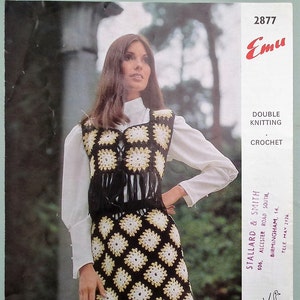 Crochet Pattern Vintage 1960s 1970s Women's Skirt and Fringed Waistcoat / Bolero original pattern 60s 70s Emu No. 2877 UK image 1