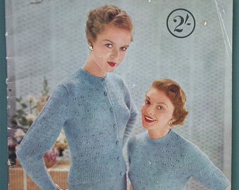 Munrospun Knitting Book No 14 vintage 1940s 1950s original patterns 40s 50s women's sweaters cardigans babies' children's men's garments