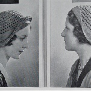 Vintage 1930s crochet patterns women's hats caps Fancy Needlework Illustrated magazine supplement 30s original patterns women's accessories image 8