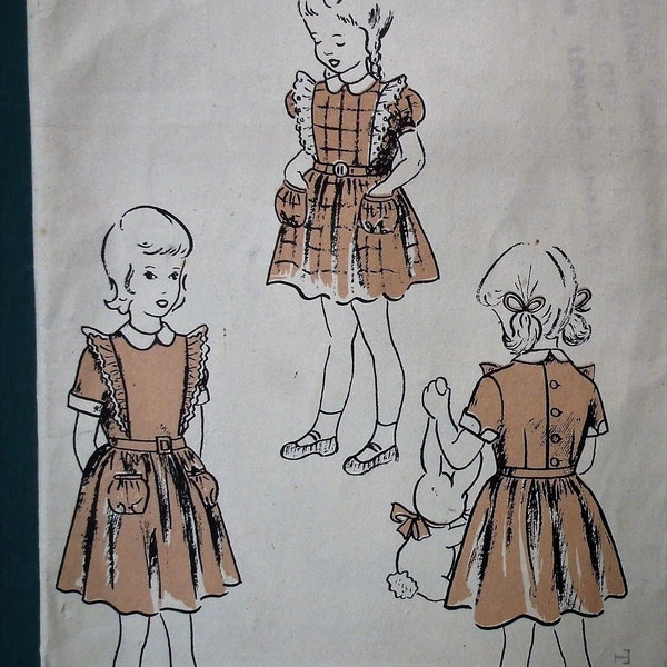 Vintage 1940s 1950s sewing pattern girl's pinafore dress 40s 50s children's pattern - McCall Precision Pattern No. 8333 UK UNUSED 23" chest