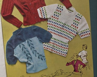 Stitchcraft November 1949 vintage 1940s knitting sewing needlework embroidery magazine 40s original patterns women's sweaters cardigans