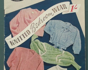 Knitted Bedroom Wear vintage 1940s knitting patterns book women's bed jackets bedjackets wraps cape Bestway 117 UK 40s original patterns