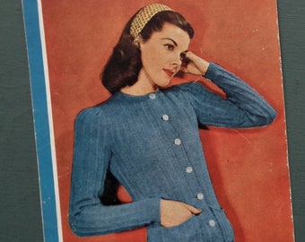 Vintage 1940s 1950s knitting pattern women's cardigan 40s 50s original pattern Bestway Leaflet No. 1637 UK S Small 32" bust size