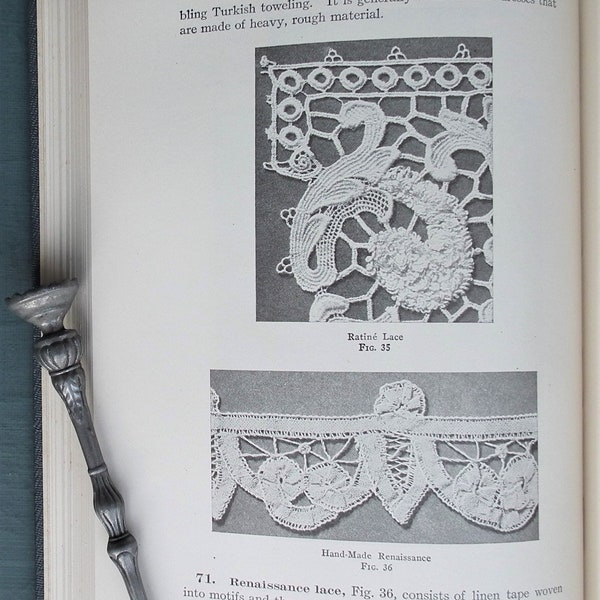 Naaimaterialen Woman's Institute of Domestic Arts & Sciences 1926 antieke vintage jaren 1920 handwerkboek - herstellen stoppen - soorten kant