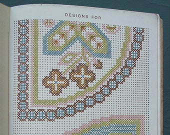 Antique cross stitch embroidery book Coloured Designs for Toilecrosse The New Fancy Work - Victorian sewing book cross stitch charts