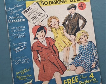 Weldon's Bazaar of Children's Fashions vintage 1930s dressmaking magazine 30s sewing patterns catalogue - girl's knitting pattern sweater