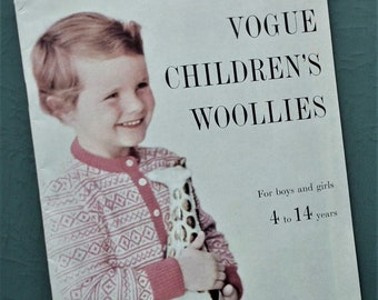 Vogue Children's Woollies No. 2 vintage 1950s knitting book - 50s original patterns - garments for girls and boys - cardigans sweaters etc