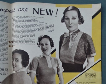 Woman's Own March 31 1934 vintage 1930s magazine UK - original knitting patterns - 30s women's sweaters - advertisements home decorating etc