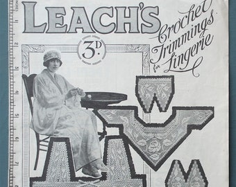 Leach's Crochet Trimmings for Lingerie antique vintage Edwardian lacemaking magazine women's underwear yokes original lace making patterns
