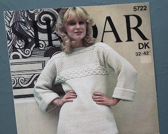 Vintage 1970s knitting pattern women's casual suit sweater and skirt 70s original pattern Sirdar No. 5722 UK