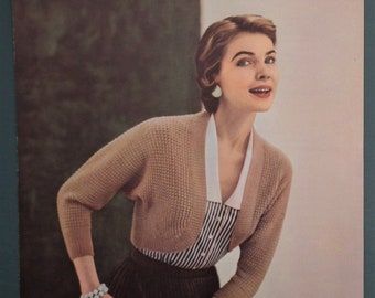 447 UK Vintage 1950s knitting pattern women/'s classic twin set sweater jumper cardigan 50s original colour Marriner/'s No