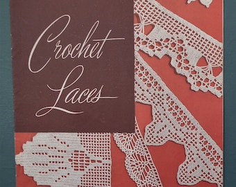 Crochet Laces - vintage 1940s crochet patterns book magazine - Weldons Practical Needlework No. 224 - lacemaking WWII WW2 interest adverts