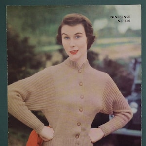 Vintage 1940's Knitting Pattern CARDIGAN Quick Knit Chunky