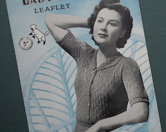 Vintage 1940s knitting pattern women's lacy blouse top cardigan Ladyship No. 1084 - 40s original pattern - 32" - 34" bust