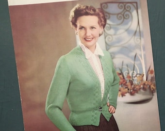Vintage knitting pattern 1940s 1950s women's cardigan jacket long sleeves 40s 50s original pattern Lavenda No 378 UK 36" 38" bust M L