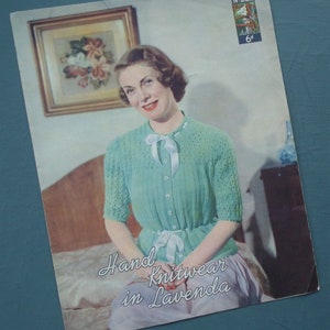 Vintage 1940s 1950s knitting pattern women&#39;s lacy bed jacket bedjacket dressing jacket cardigan 40s 50s original pattern Lavenda No. 222 UK