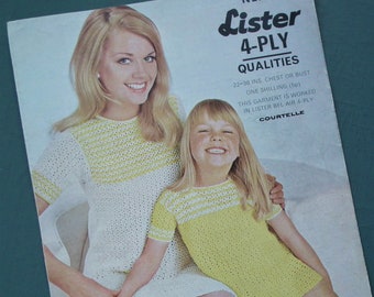 Vintage 1960s 1970s crochet pattern women's girl's dress - retro mother daughter dresses - 60s 70 original pattern - Lister The Crochet Set