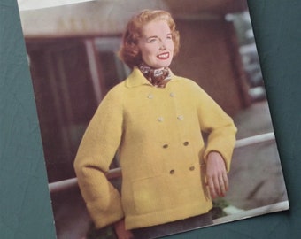 Vintage knitting pattern 1940s 1950s women's jacket cardigan 40s 50s original colour pattern - Lavenda No. 427 UK - 34" - 36" bust M medium