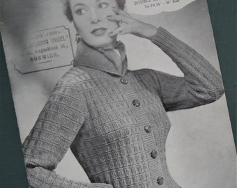 447 UK Vintage 1950s knitting pattern women/'s classic twin set sweater jumper cardigan 50s original colour Marriner/'s No