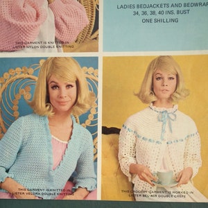 Vintage knitting crochet pattern 1960s women's bed jackets bedjackets cardigans wrap Lister No. N2105 UK 60s original colour pattern image 3