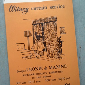 Vintage kaartbrochure jaren 50 stofstalen - Witney-gordijnservice - wandtapijtstof jaren 50 - Witney Blanket Company England - met prijslijst