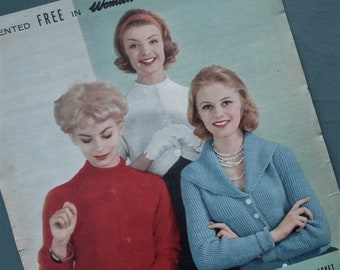 447 UK Vintage 1950s knitting pattern women/'s classic twin set sweater jumper cardigan 50s original colour Marriner/'s No