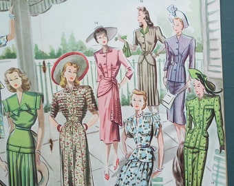 The Haslam System of Dresscutting Illustrated Book of Draftings for Spring and Summer Wear No 18 vintage 1940s dressmaking sewing patterns