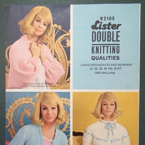 Vintage knitting crochet pattern 1960s women's bed jackets bedjackets cardigans wrap Lister No. N2105 UK 60s original colour pattern image 2