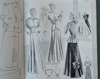 The Haslam System of Dresscutting Illustrated Book of Draftings Autumn and Winter No. 24 vintage 1940s dressmaking patterns 40s fashions