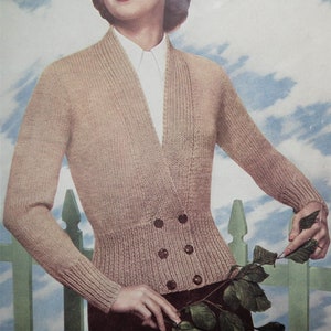 Vintage 1940s knitting pattern women's cardigan Ladyship No. 3104 UK 40s image 2