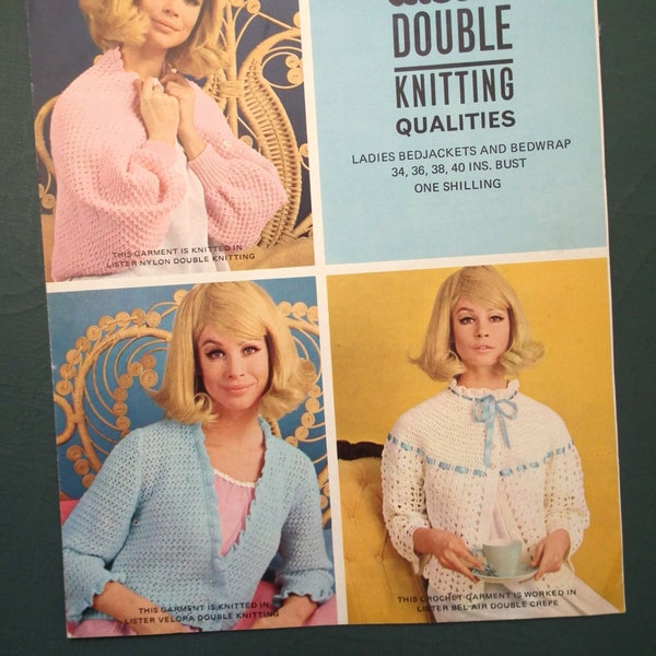 Vintage knitting crochet pattern 1960s women's bed jackets bedjackets cardigans wrap Lister No. N2105 UK 60s original colour pattern