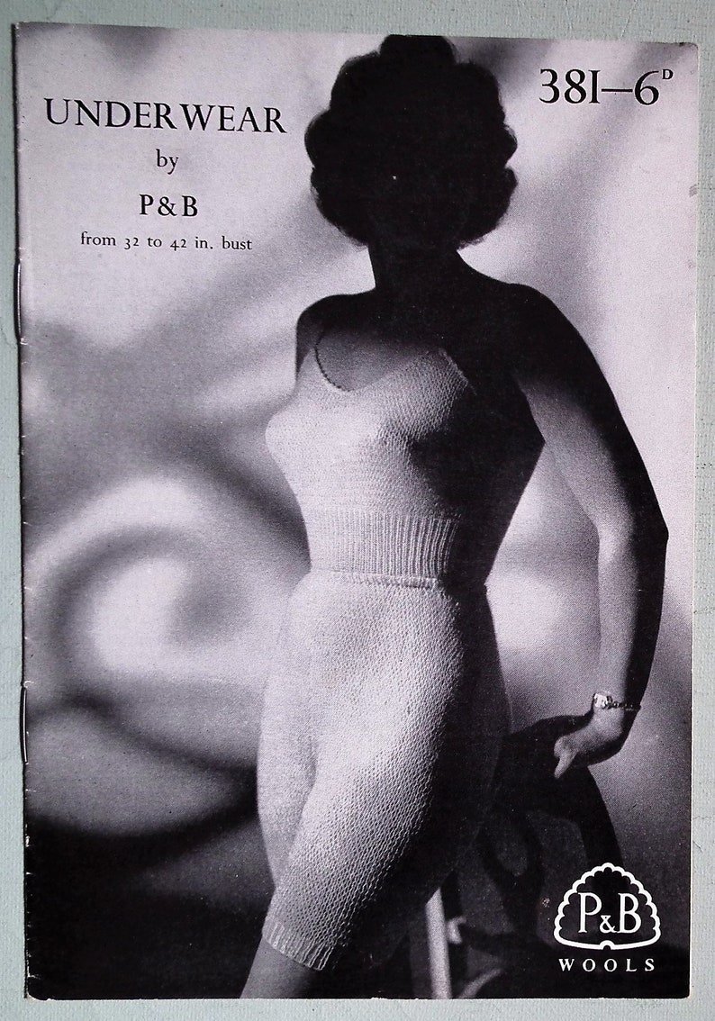 Vintage Knitting Patterns 1940s 1950s Women's Underwear Lingerie Patterns Vests Knickers 40s 50s original pattern Patons & Baldwins No. 301 