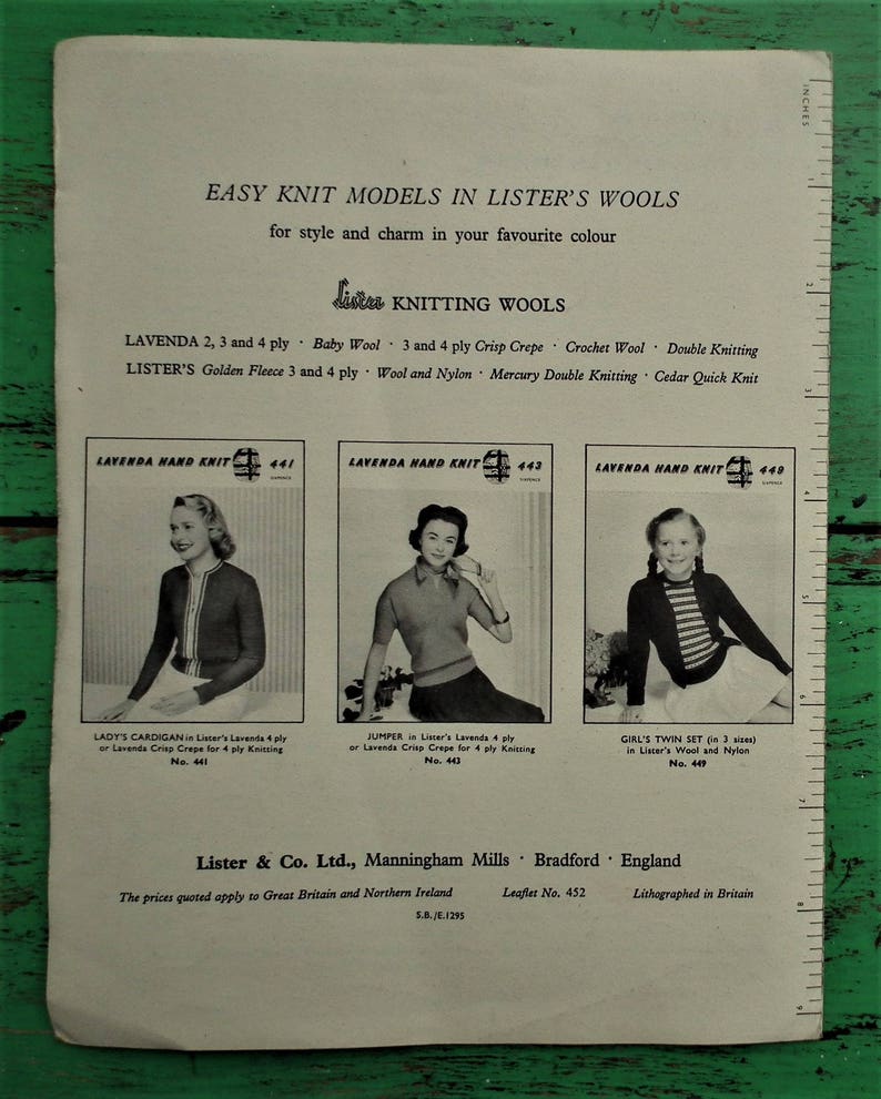 ripple rib cardigan textured stitch Lavenda No Vintage 1950s Knitting Pattern Women/'s Cardigan 50s original colour pattern 452 UK