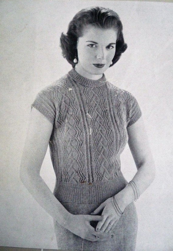 Vintage Knitting Pattern 1950s 1960s Women S Sweater Etsy